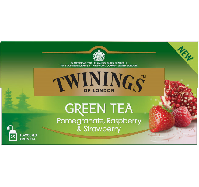 Ceai Twinings Verde cu aroma de Rodie, Zmeura si Capsuni 25 Pliculete